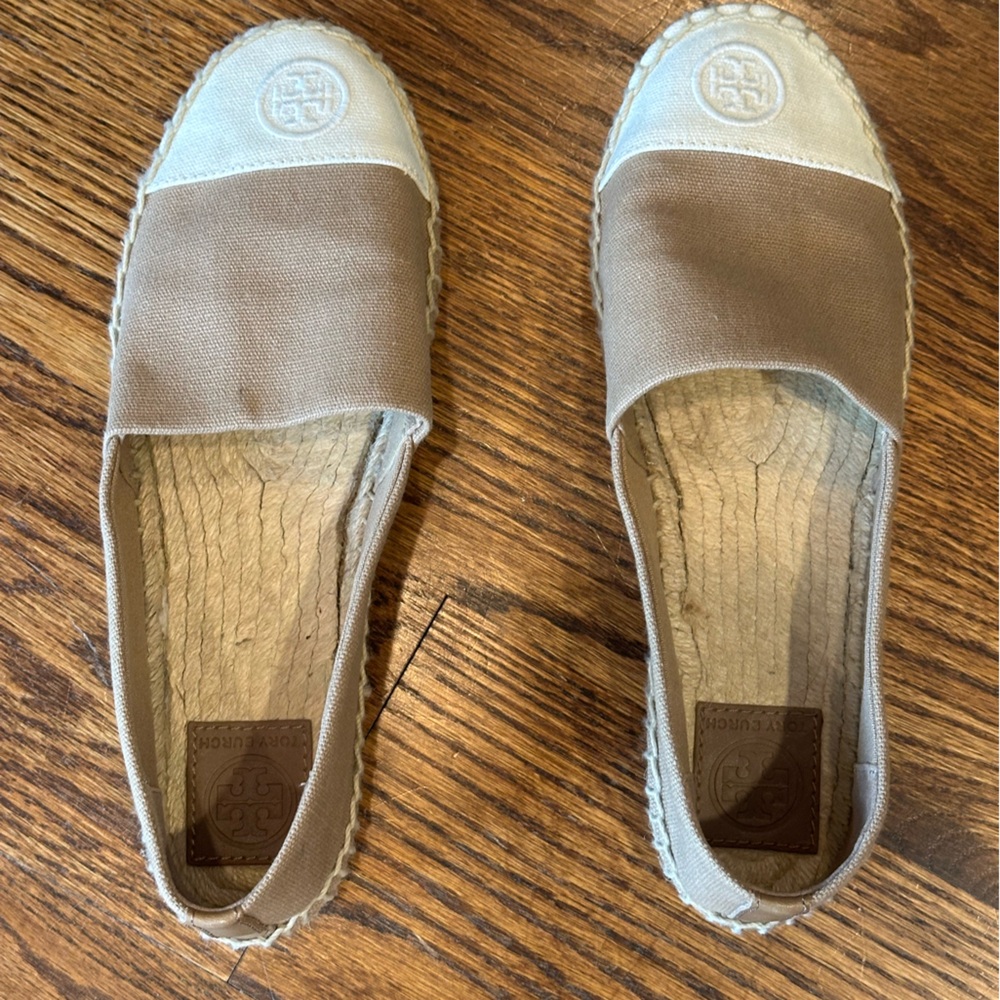 Tory Burch Beige and Cream Espadrilles